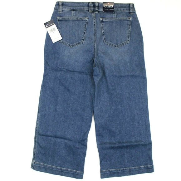 Chaps Denim Cropped Trouser Pants - Oceanside - 4 - Picture 1 of 3